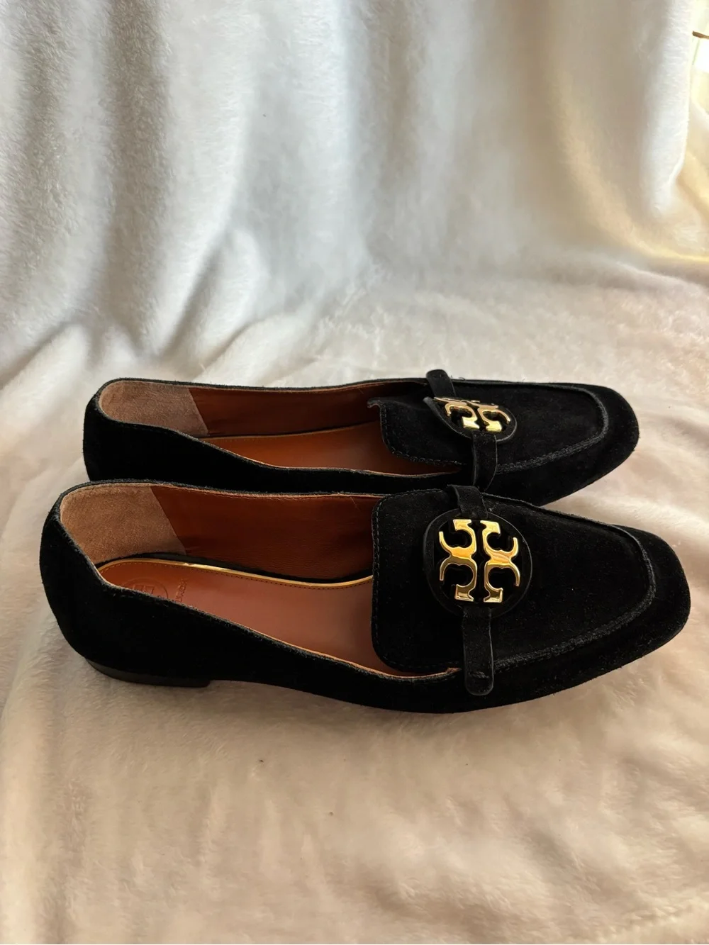 Tory Burch Miller Suede Metal Loafers Size 9.5M Black